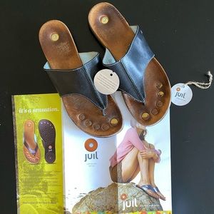 Juil • Grounding and Earthing • Leather Upper Black Sandal • sz 9 • Copper Dots